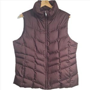 Land's End Maroon Quilted Puffer Down Vest Size Large